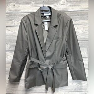 $168 Mare Mare x Anthropologie Tie Blazer Flap Pockets Collared Size M